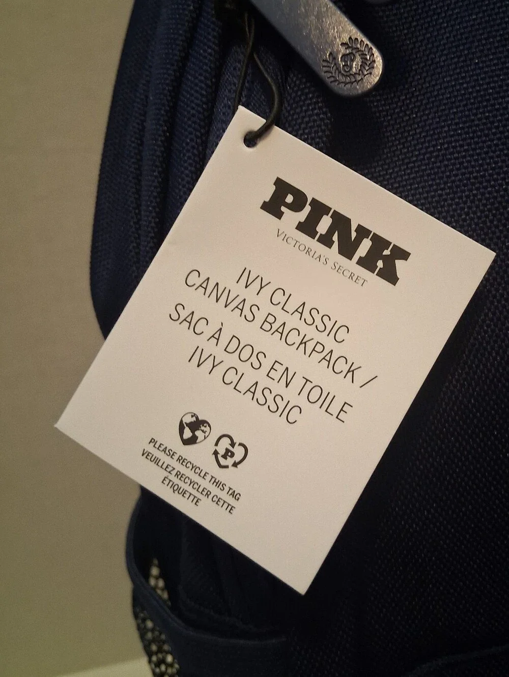 PINK Victoria's Secret Ivy Canvas Backpack NWT